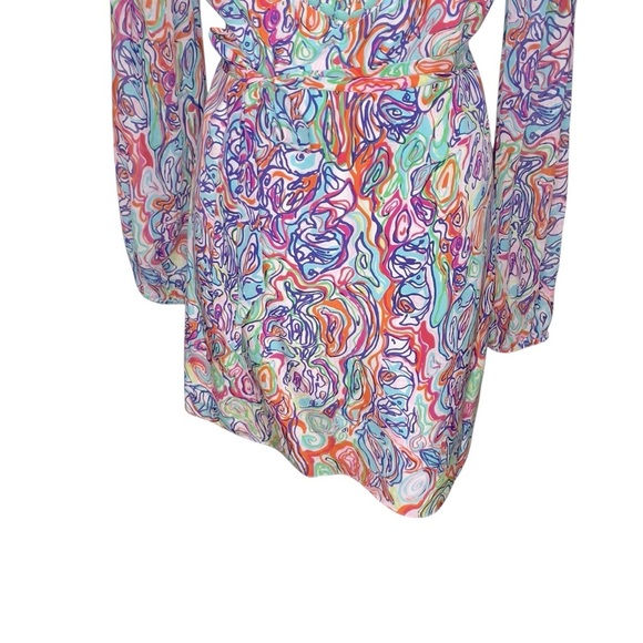 Lilly Pulitzer Saemus What A Catch Beaded Belted Silk CDC Tunic Shift Dress Sz 4 - Picture 5 of 14